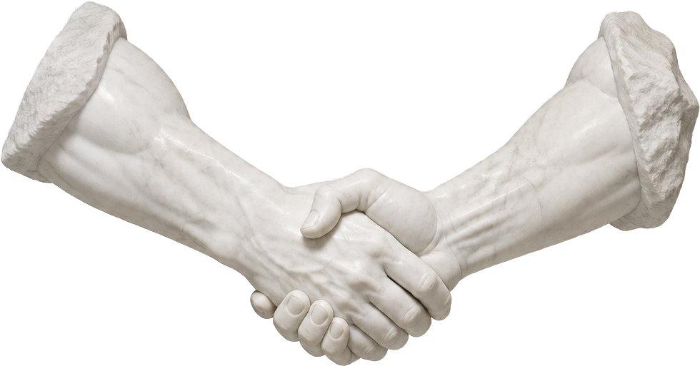 Two marble arms shaking hands